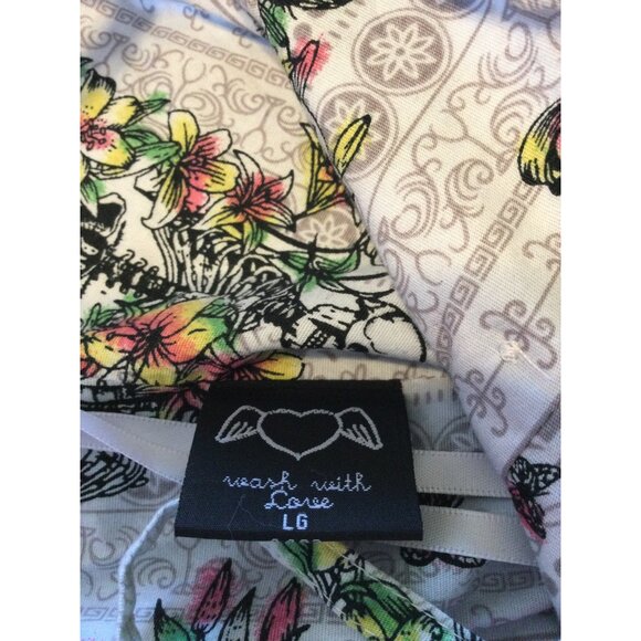 Hell Bunny Elaine Dress Floral Skeleton Print Sundress Size L Goth - Picture 7 of 9